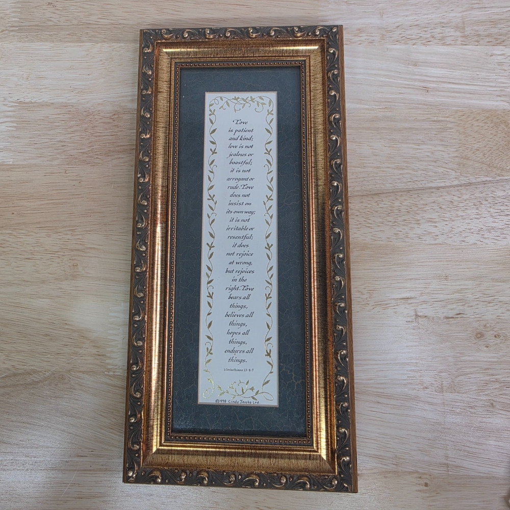 Cindy Jacobs Ltd 1998 Love Is Patient Framed Scripture Wall Art 1 Corinthians 13